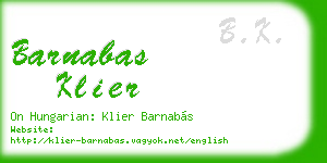 barnabas klier business card