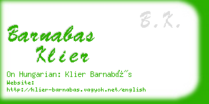 barnabas klier business card